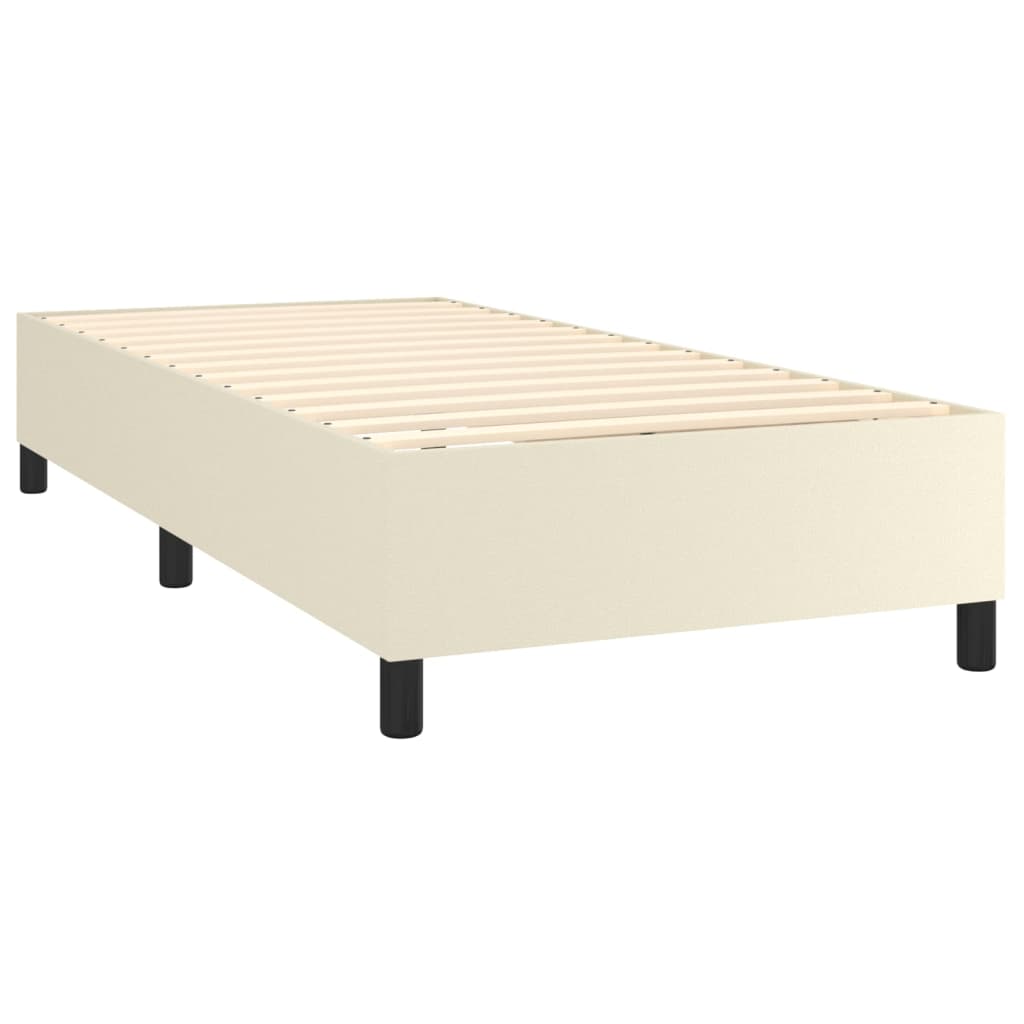 Box Spring Postel S Matrací A Led Krémová 80X200 Cm Umělá Kůže