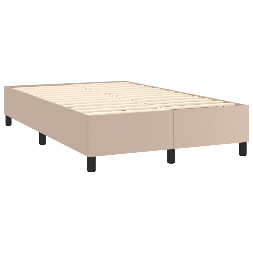 Box Spring Postel Matrace A Led 120X200Cm Umělá Kůže Cappuccino