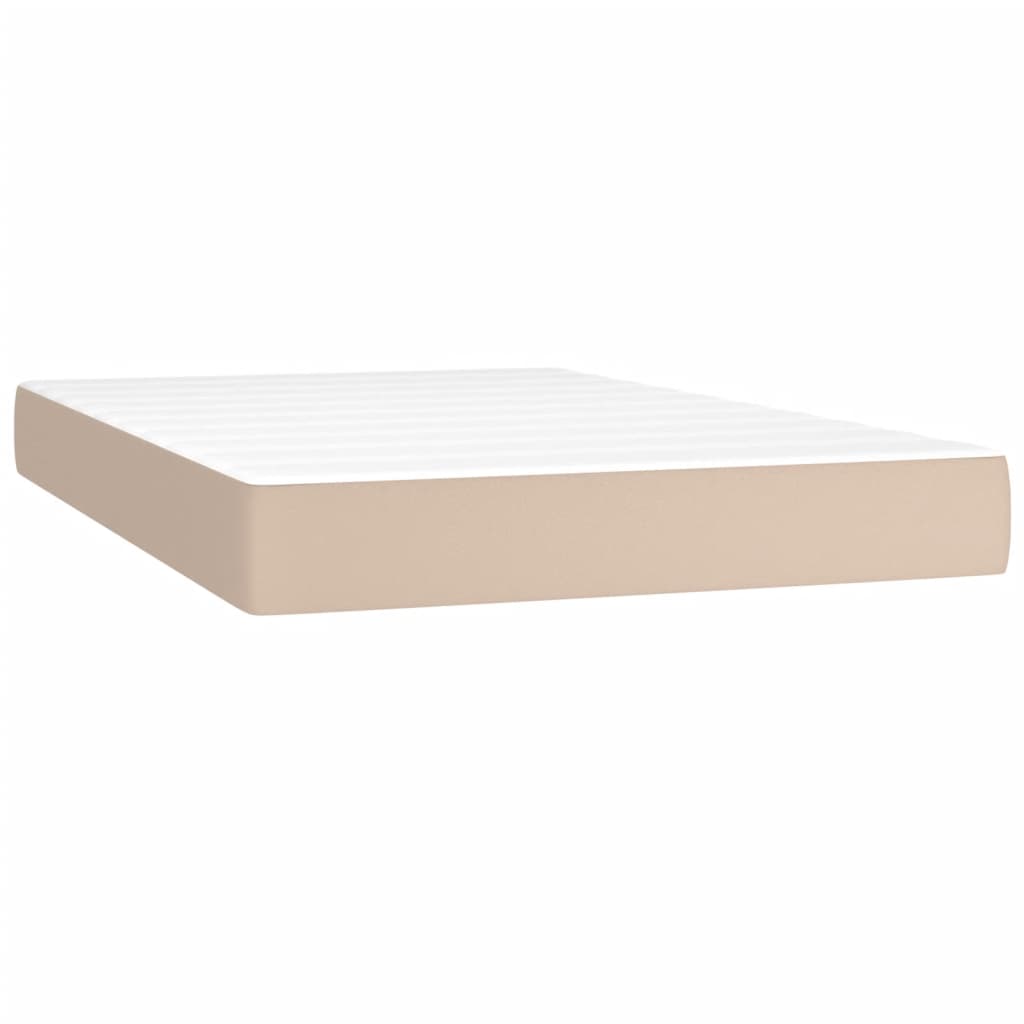 Box Spring Postel Matrace A Led 120X200Cm Umělá Kůže Cappuccino
