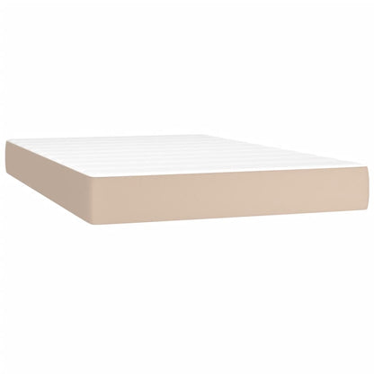 Box Spring Postel Matrace A Led 120X200Cm Umělá Kůže Cappuccino