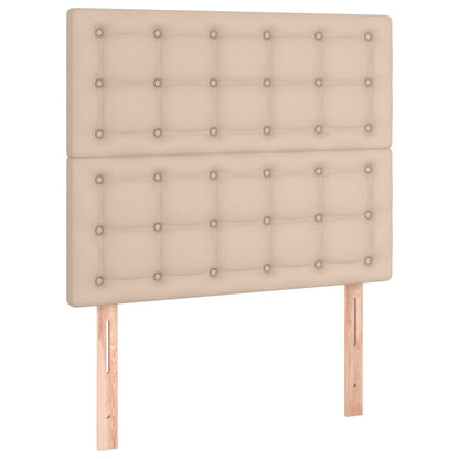 Box Spring Postel Matrace A Led 120X200Cm Umělá Kůže Cappuccino