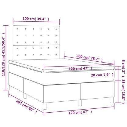 Box Spring Postel Matrace A Led 120X200Cm Umělá Kůže Cappuccino