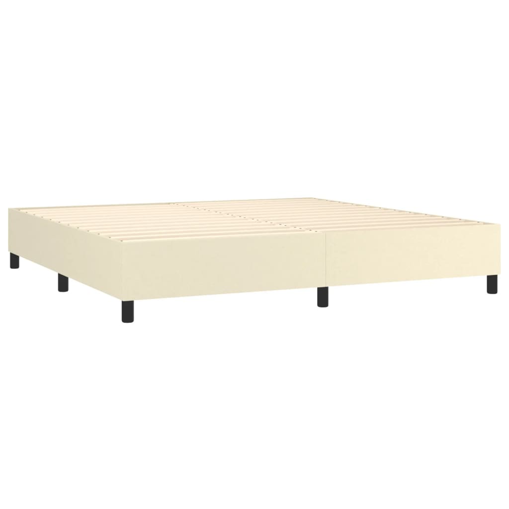 Box Spring Postel S Matrací A Led Krémová 200X200 Cm Umělá Kůže