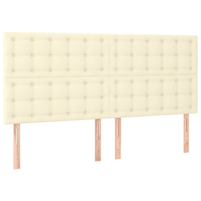 Box Spring Postel S Matrací A Led Krémová 200X200 Cm Umělá Kůže