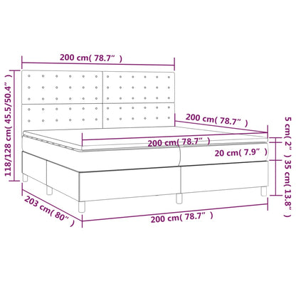 Box Spring Postel S Matrací A Led Krémová 200X200 Cm Umělá Kůže