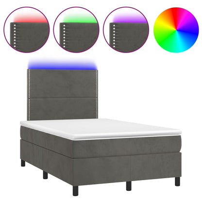 Box Spring Postel S Matrací A Led Samet Tmavě Šedá