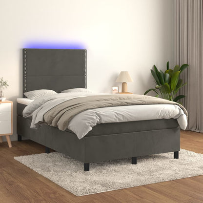 Box Spring Postel S Matrací A Led Samet Tmavě Šedá