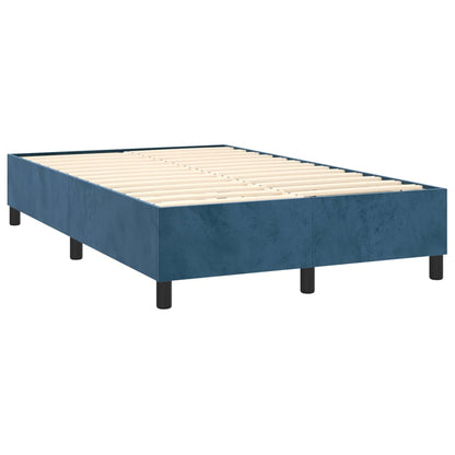 Box Spring Postel S Matrací A Led Tmavě Modrá Samet Tmavě Moddrá