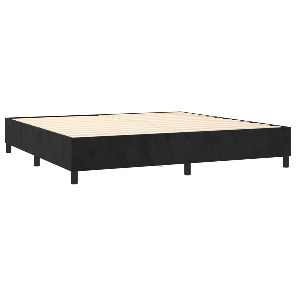 Box Spring Postel S Matrací A Led Černá Samet Černá