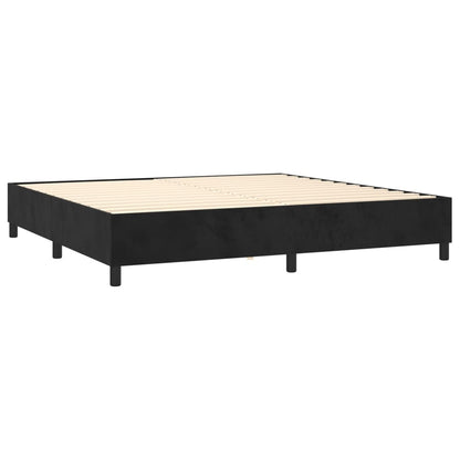 Box Spring Postel S Matrací A Led Černá Samet Černá