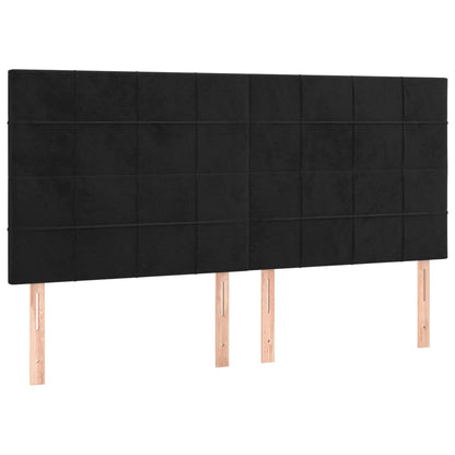 Box Spring Postel S Matrací A Led Černá Samet Černá