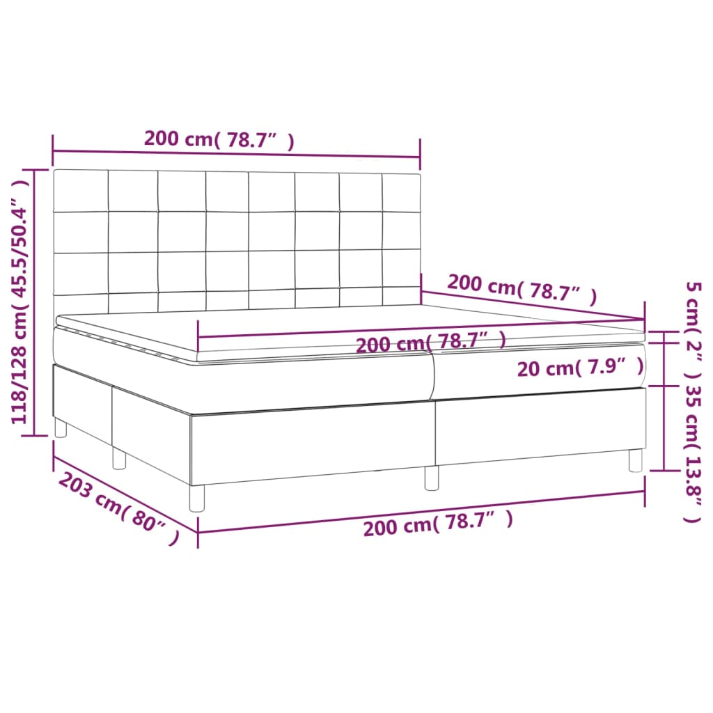 Box Spring Postel S Matrací A Led Černá Samet Černá
