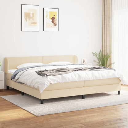 Box Spring Postel S Matrací Textil Krémová