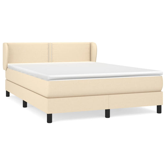Box Spring Postel S Matrací Textil Krémová