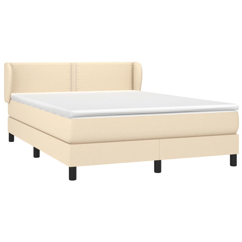 Box Spring Postel S Matrací Textil Krémová