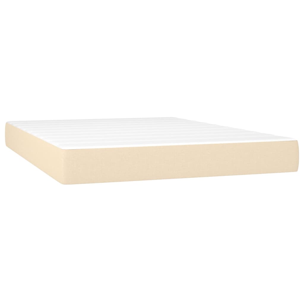 Box Spring Postel S Matrací Textil Krémová