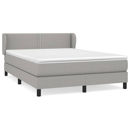 Box Spring Postel S Matrací Textil Světle Šedá