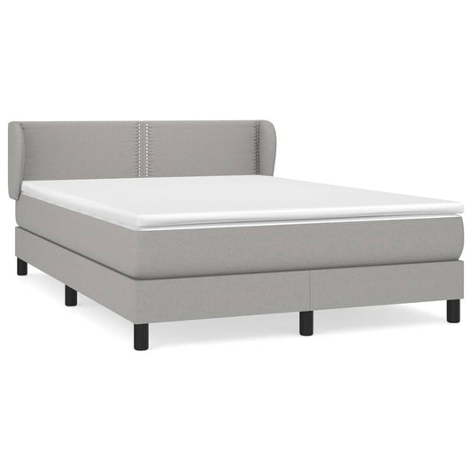 Box Spring Postel S Matrací Textil Světle Šedá