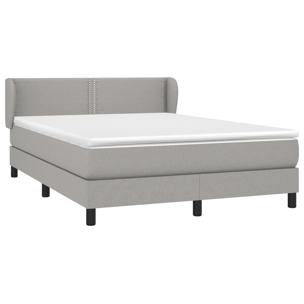 Box Spring Postel S Matrací Textil Světle Šedá