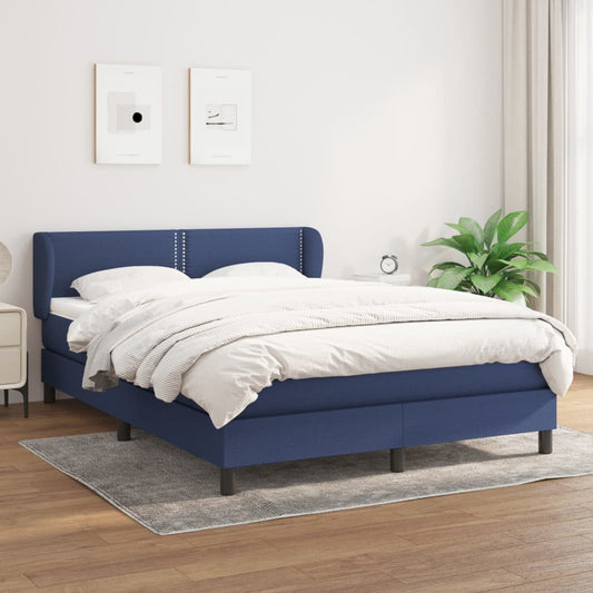 Box Spring Postel S Matrací Textil Modrá