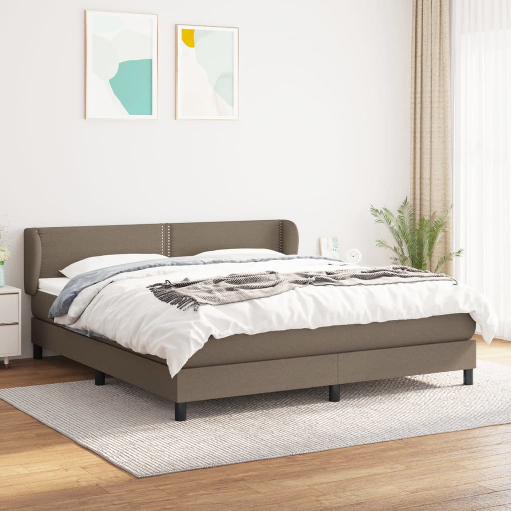Box Spring Postel S Matrací Taupe 180X200 Cm Textil