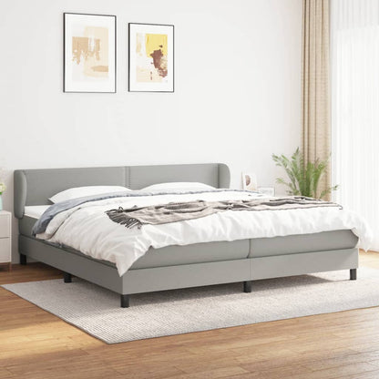 Box Spring Postel S Matrací Textil Světle Šedá
