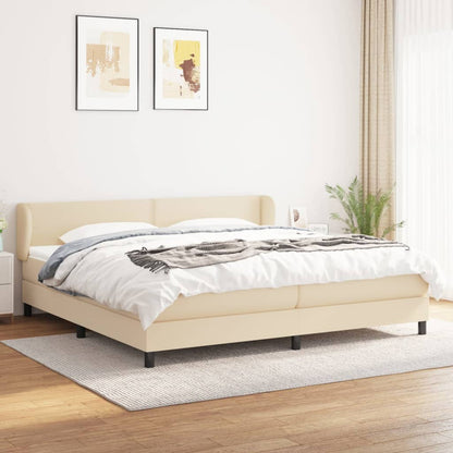 Box Spring Postel S Matrací Textil Krémová