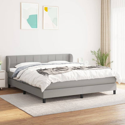 Box Spring Postel S Matrací Textil Světle Šedá