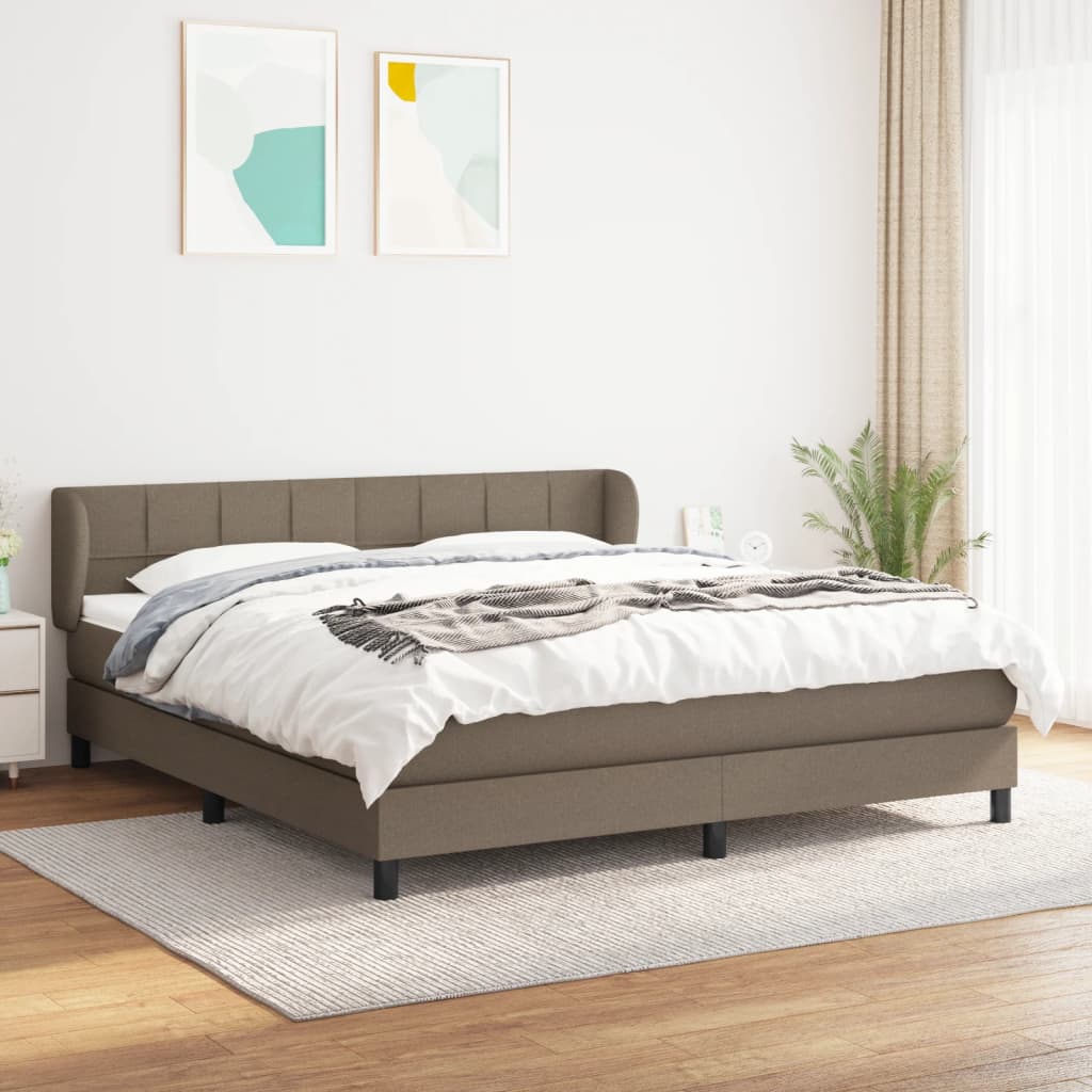 Box Spring Postel S Matrací Taupe 160X200 Cm Textil