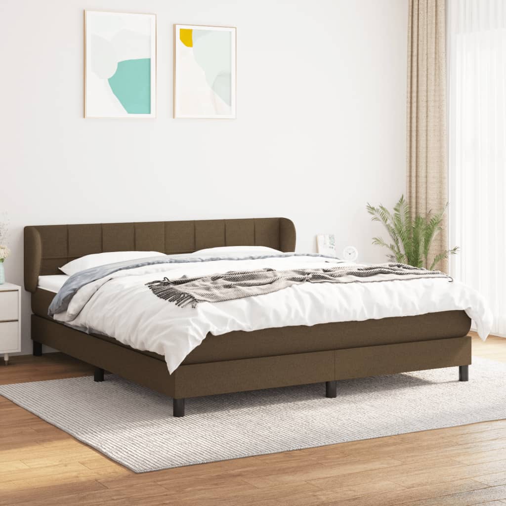 Box Spring Postel S Matrací Textil Tmavě Hnědá