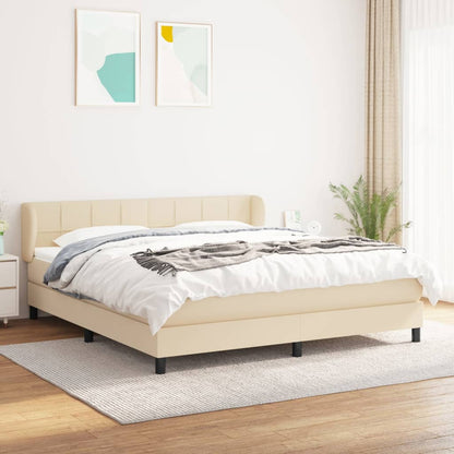 Box Spring Postel S Matrací Textil Krémová
