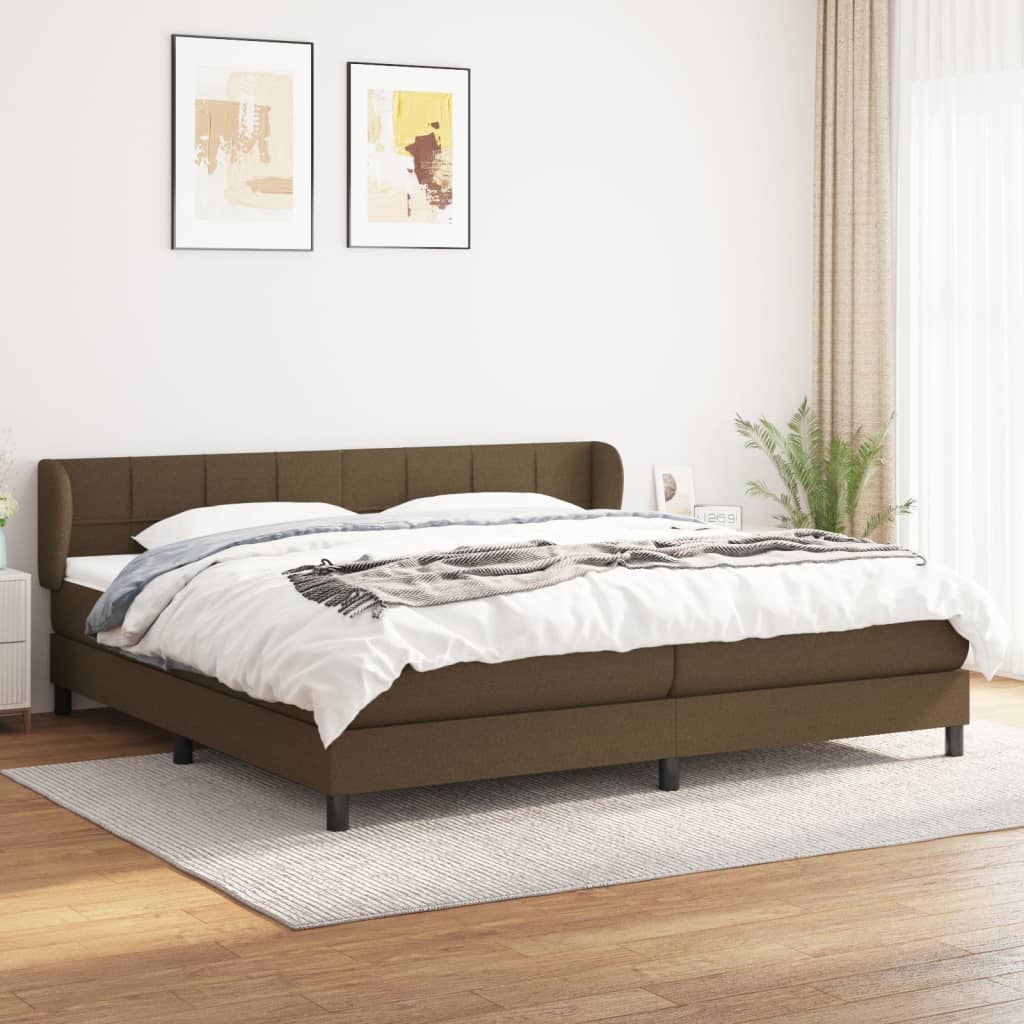 Box Spring Postel S Matrací Textil Tmavě Hnědá