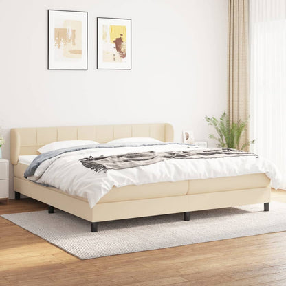 Box Spring Postel S Matrací Textil Krémová