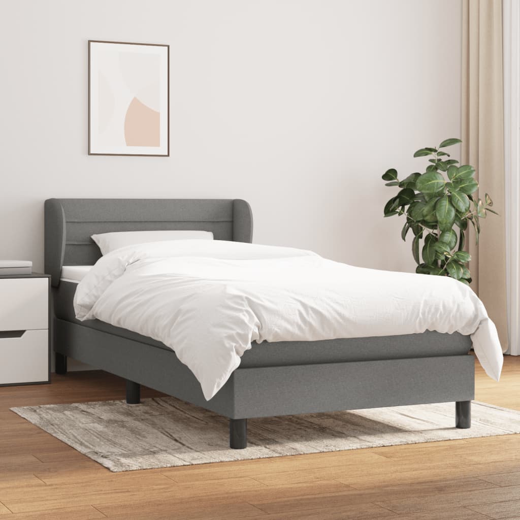 Box Spring Postel S Matrací Textil Tmavě Šedá