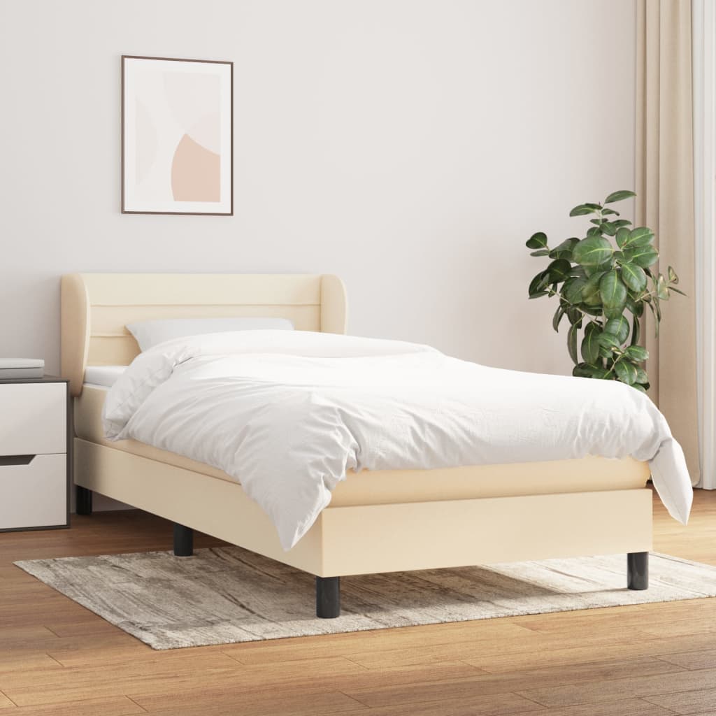Box Spring Postel S Matrací Textil Krémová