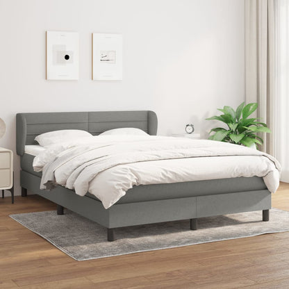 Box Spring Postel S Matrací Textil Tmavě Šedá