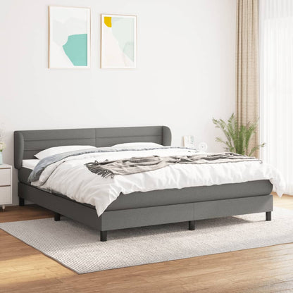 Box Spring Postel S Matrací Textil Tmavě Šedá