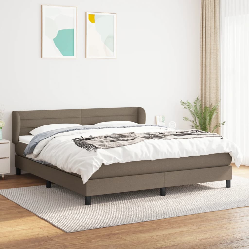Box Spring Postel S Matrací Taupe 180X200 Cm Textil