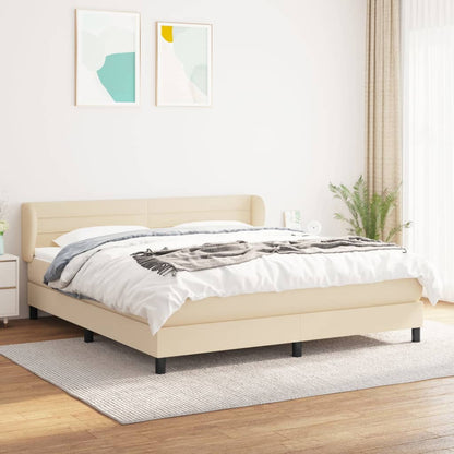 Box Spring Postel S Matrací Textil Krémová