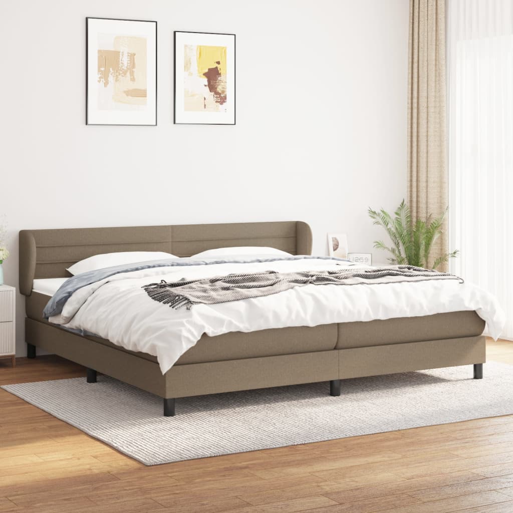 Box Spring Postel S Matrací Taupe 200X200 Cm Textil
