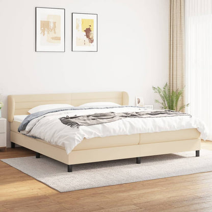 Box Spring Postel S Matrací Textil Krémová