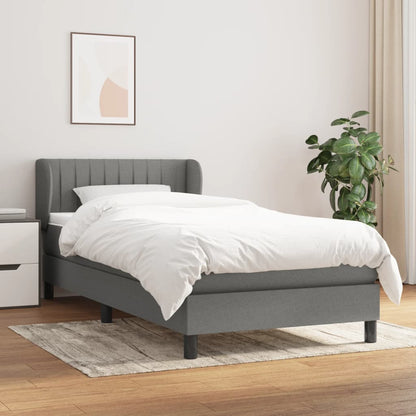 Box Spring Postel S Matrací Textil Tmavě Šedá