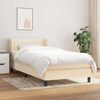 Box Spring Postel S Matrací Textil Krémová