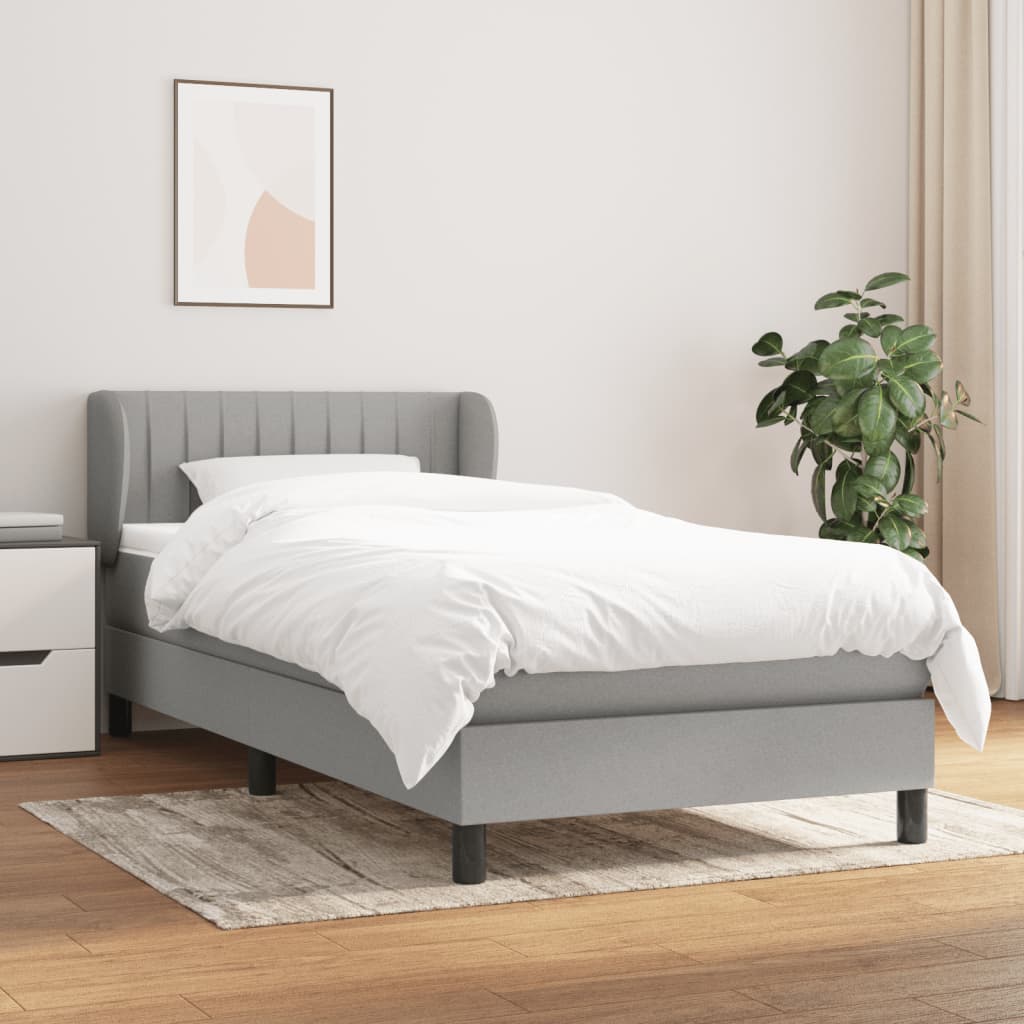 Box Spring Postel S Matrací Textil Světle Šedá