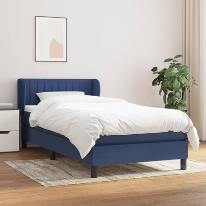 Box Spring Postel S Matrací Textil Modrá