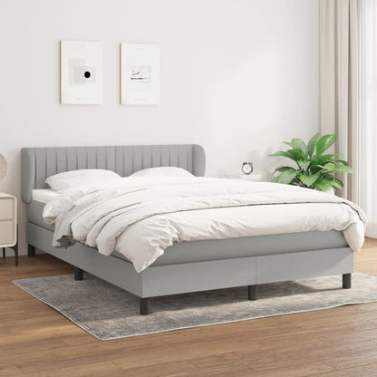 Box Spring Postel S Matrací Textil Světle Šedá