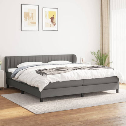 Box Spring Postel S Matrací Textil Tmavě Šedá