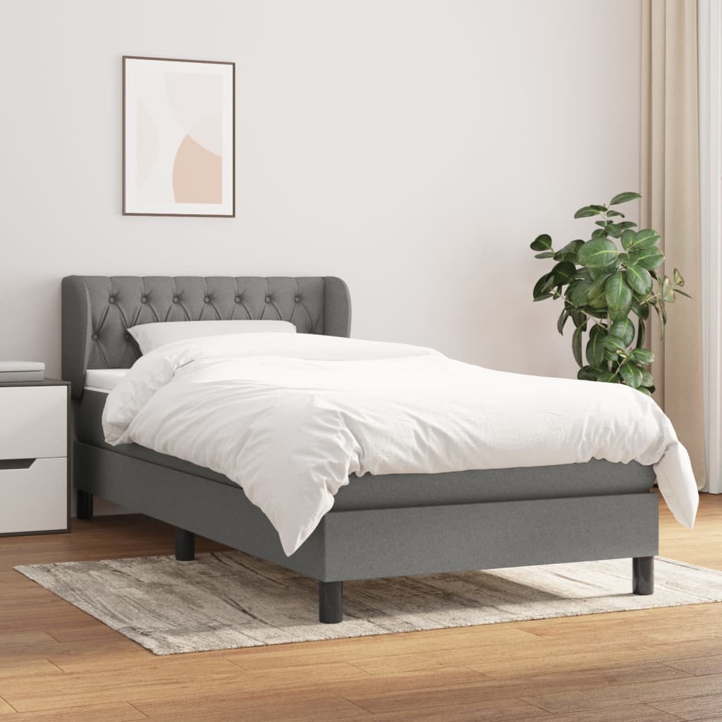 Box Spring Postel S Matrací Textil Tmavě Šedá