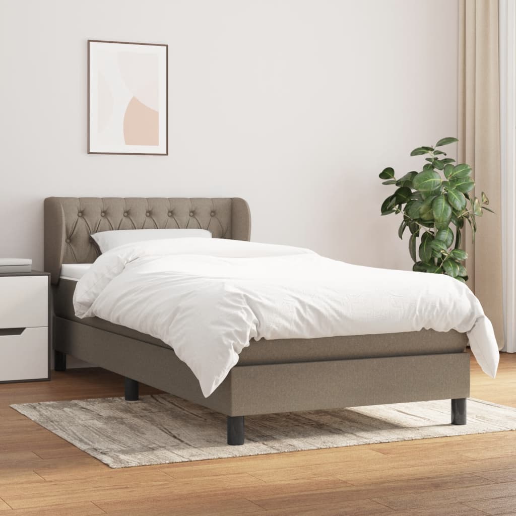 Box Spring Postel S Matrací Taupe 90X190 Cm Textil