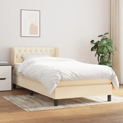 Box Spring Postel S Matrací Textil Krémová